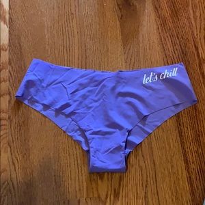 Purple “Let’s chill” cheekster panties.